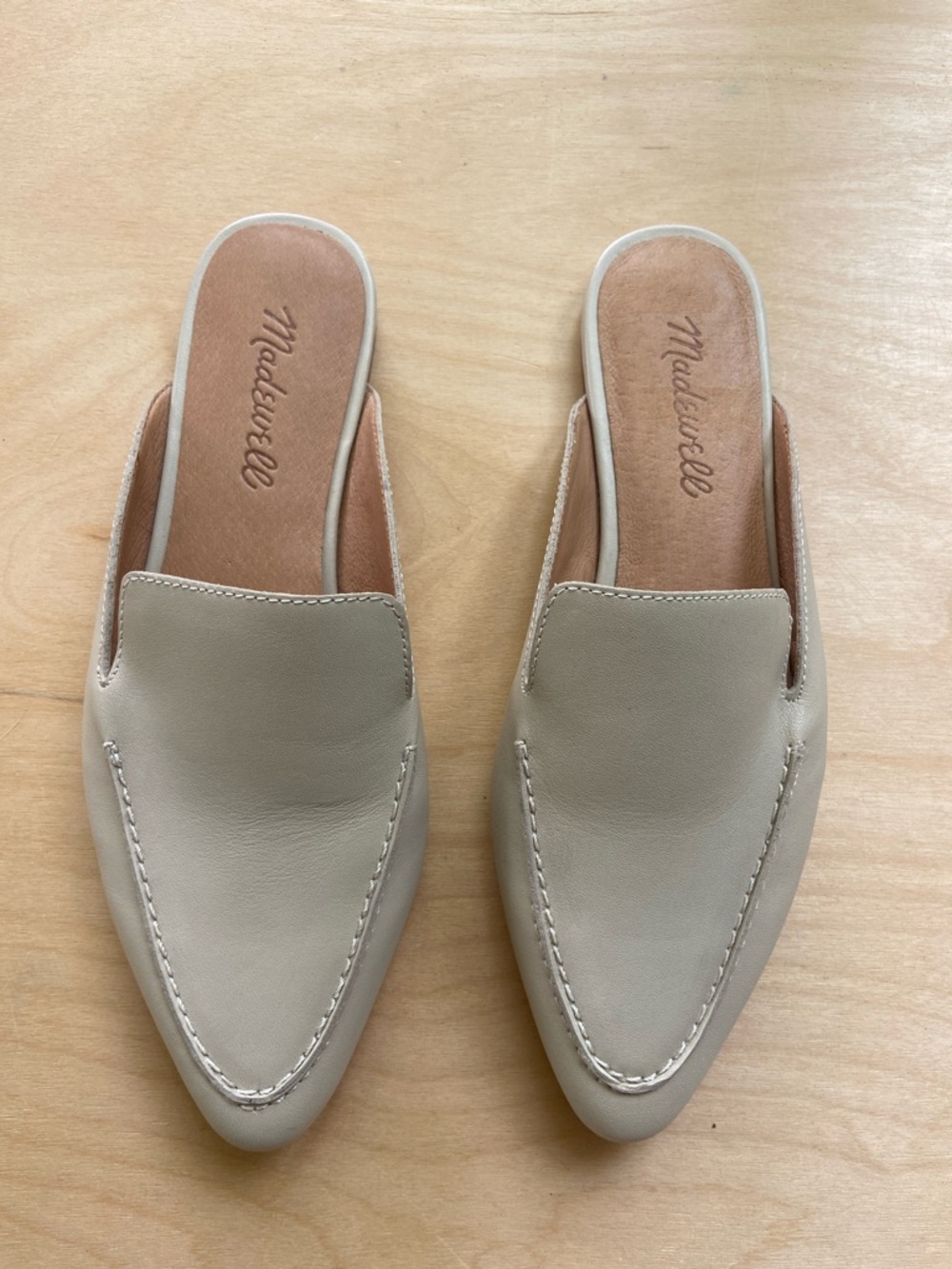 Madewell Neutral Leather Pointed Backless Mules